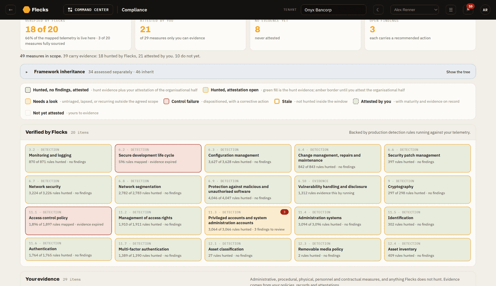 Flecks Prove Compliance Continuously product screenshot